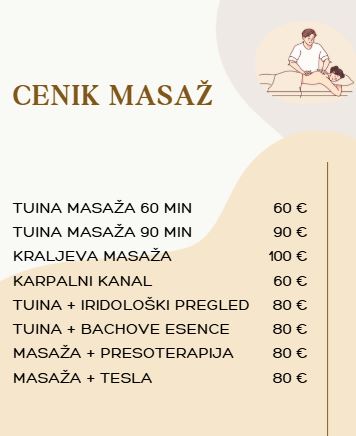 Cenik masaž